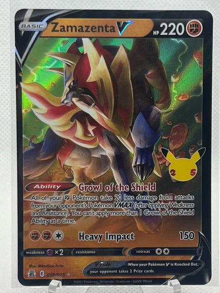 Zamazenta V Pokmon Card - Celebrations 25th Anniversary Set, 018/025, Near  Mint Ungraded