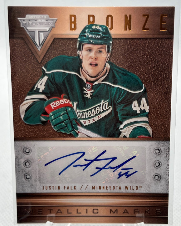 Justin Falk - 2012-13 Panini Titanium Hockey Metallic Marks Bronze Auto #36