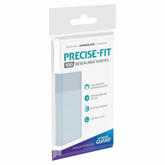 Ultimate Guard Precise-Fit Japanese Card Sleeves - Resealable Clear (100ct)