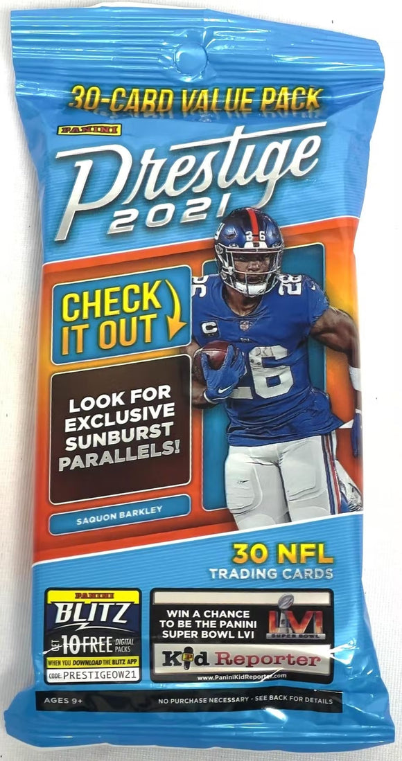 2021 Panini Prestige NFL Football - Cello/Fat/Value Pack